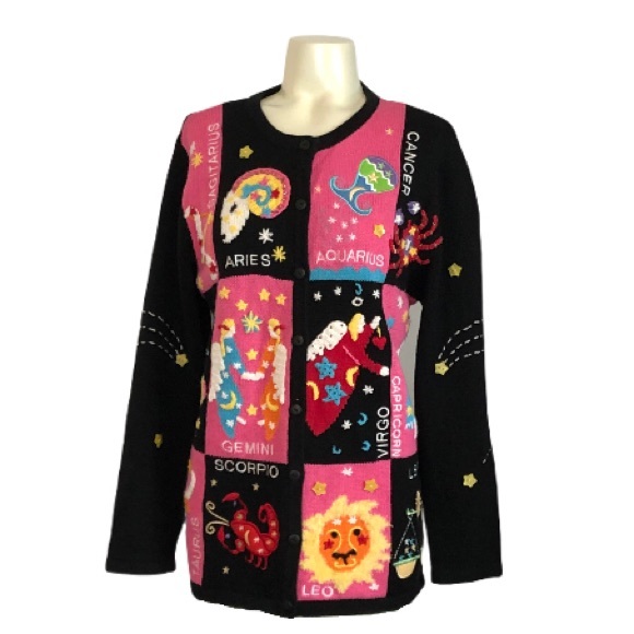 Vintage Quacker Factory Zodiac Cardigan 